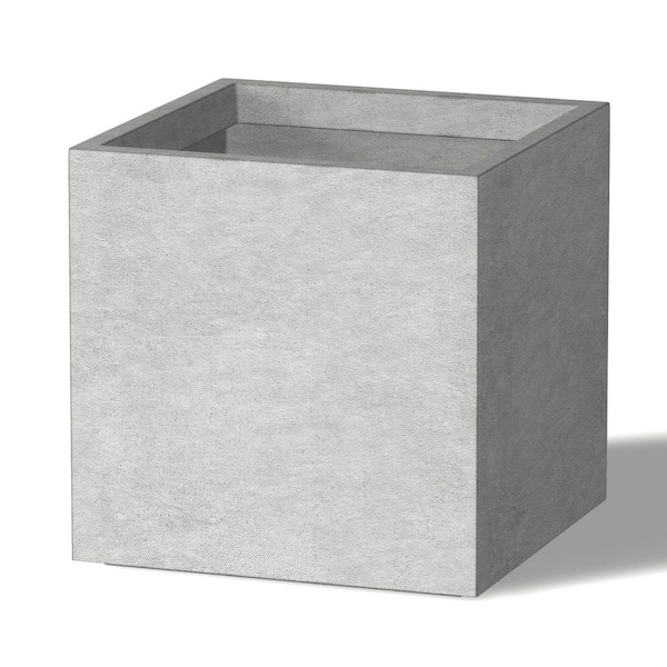 12 in. Medium Natural Gray(Enhanced Interior) Concrete Square Planter / Pot with Drainage Holes