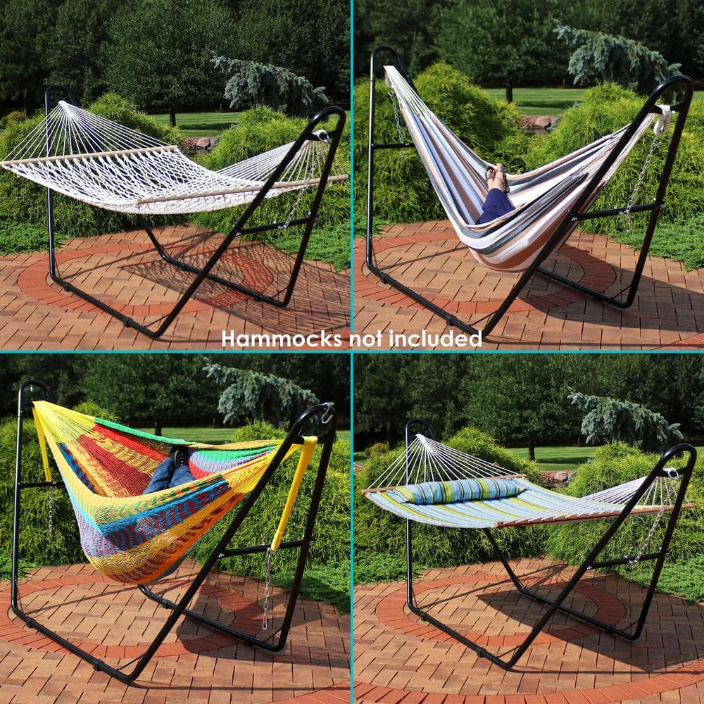 Black Powder-Coated Steel Universal Hammock Stand for 9 to 14 Feet