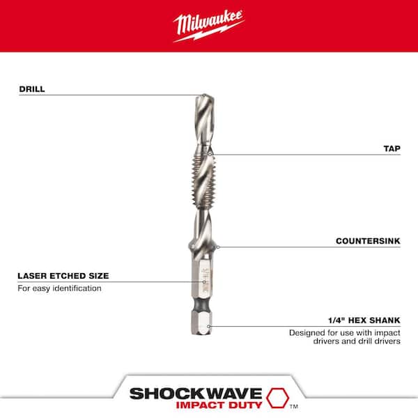 Milwaukee SHOCKWAVE SAE Steel Drill Tap Set (5-Piece) 48-89-4874E