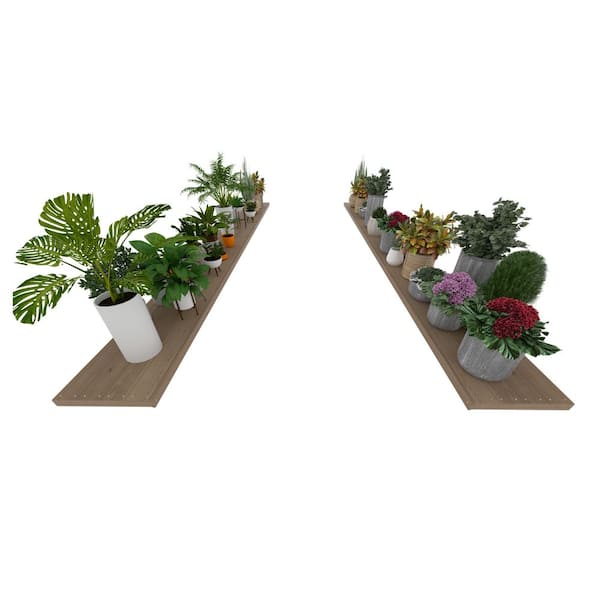 137 in. W x 16 in. D Fir Wood Rectangular Floating Shelf Greenhouse Accessory for Plants Fits All 12 ft. Deep Greenhouse