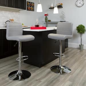 34.50 in. Adjustable Height Gray Cushioned Bar Stool