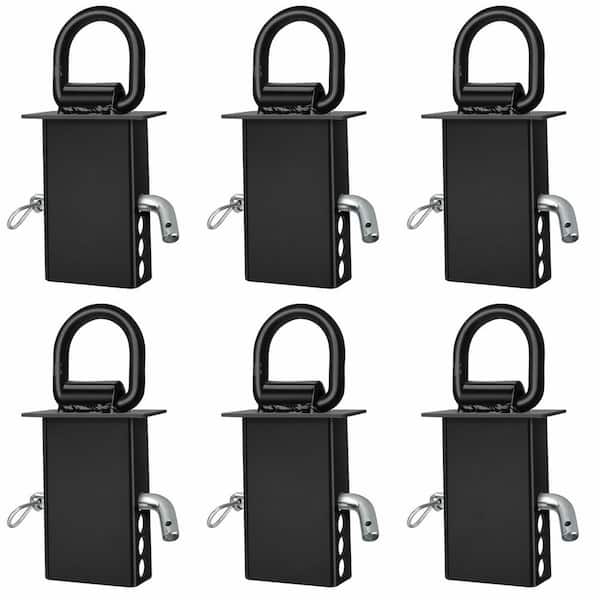 6-Pack Black Steel Trailer Stake Pocket D Ring Tie Down Anchors Heavy Duty Removable Stake Pocket D Rings