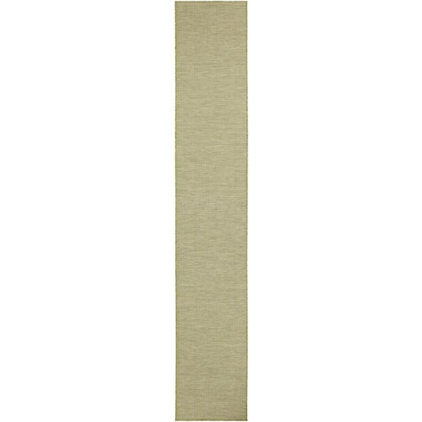 Positano Green 2 ft. x 10 ft. Indoor/Outdoor Solid Contemporary Runner Area Rug