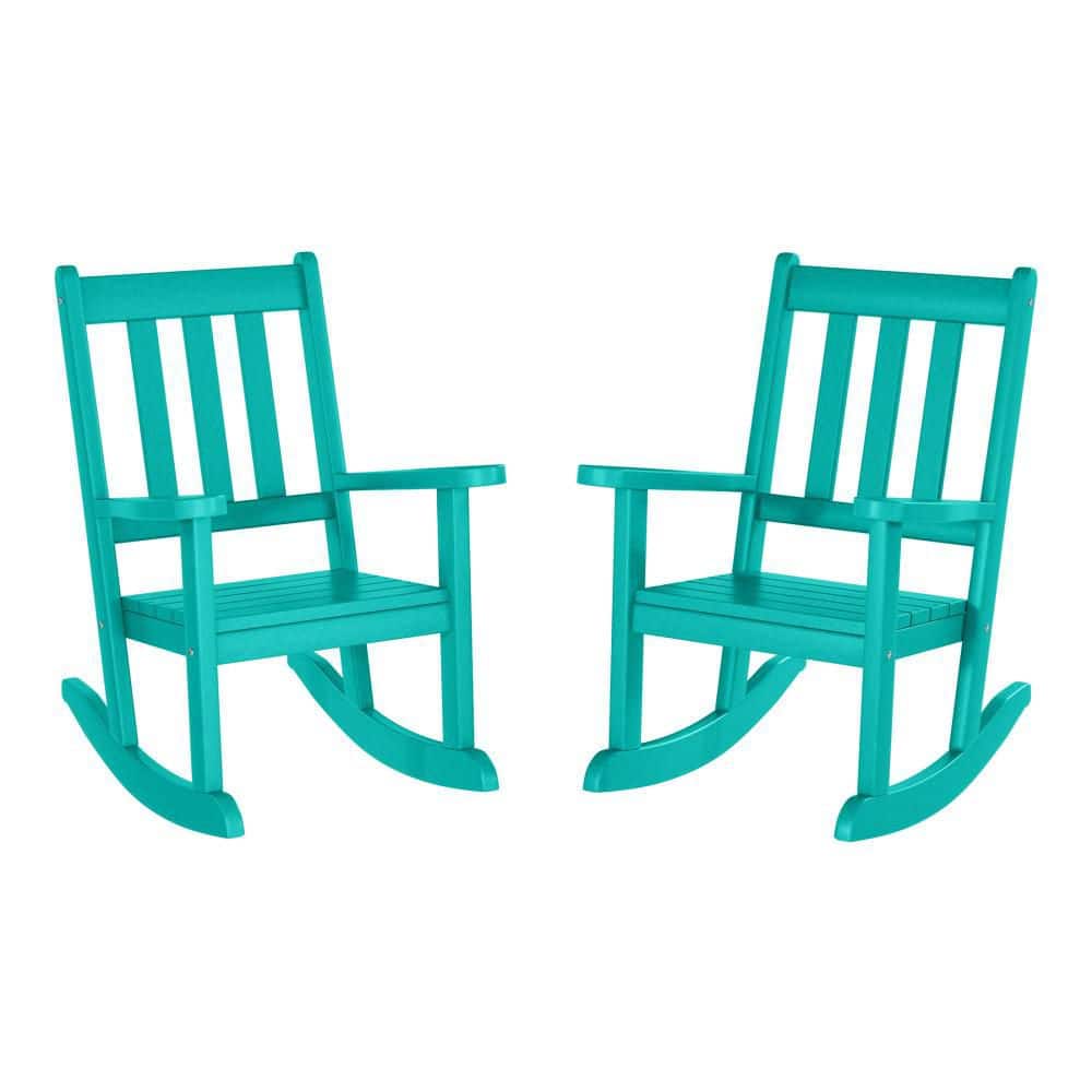 Children's Laguna Turquoise All Weather Kids Poly Plastic Outdoor Rocking Chairs (Set of 2) price history on PriceWatchPro