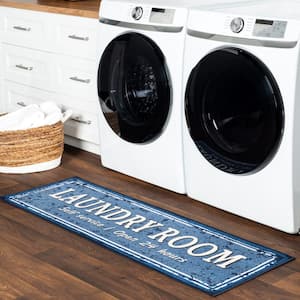 Graphic Machine Washable Laundry Mat Blue Doormat 20 in. x 59 in. Laundry Mat