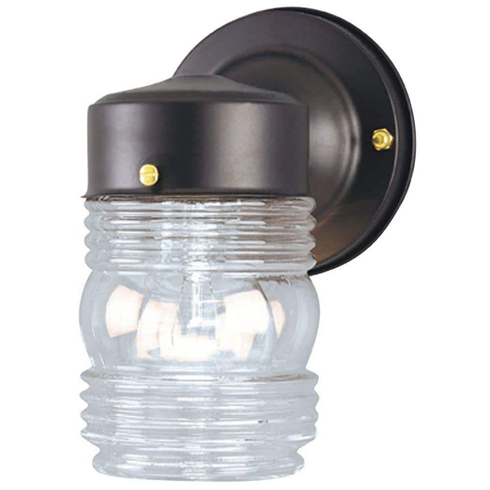 1-Light Matte Black Steel Exterior Jelly Jar Wall Lantern Sconce with Clear Glass price history on PriceWatchPro