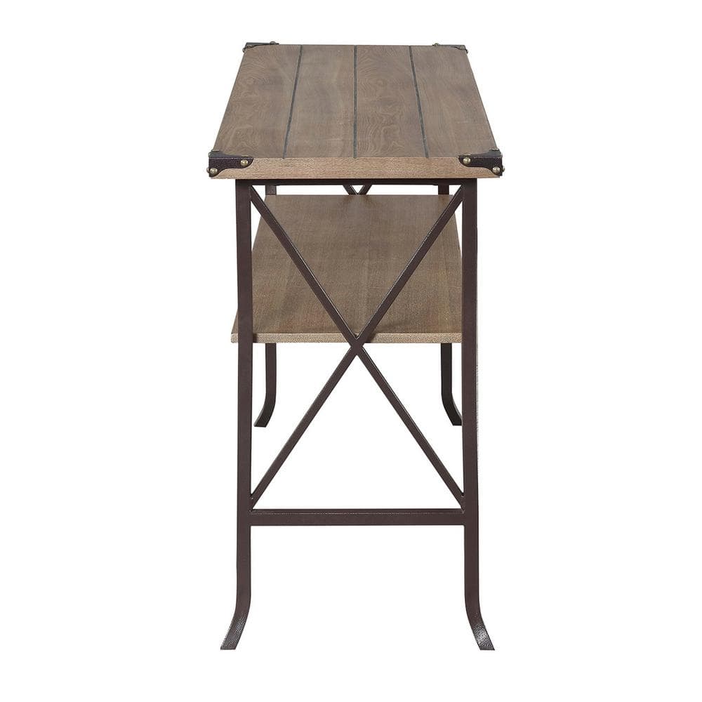 Driftwood and Brown Medium Wood Console Table with Storage