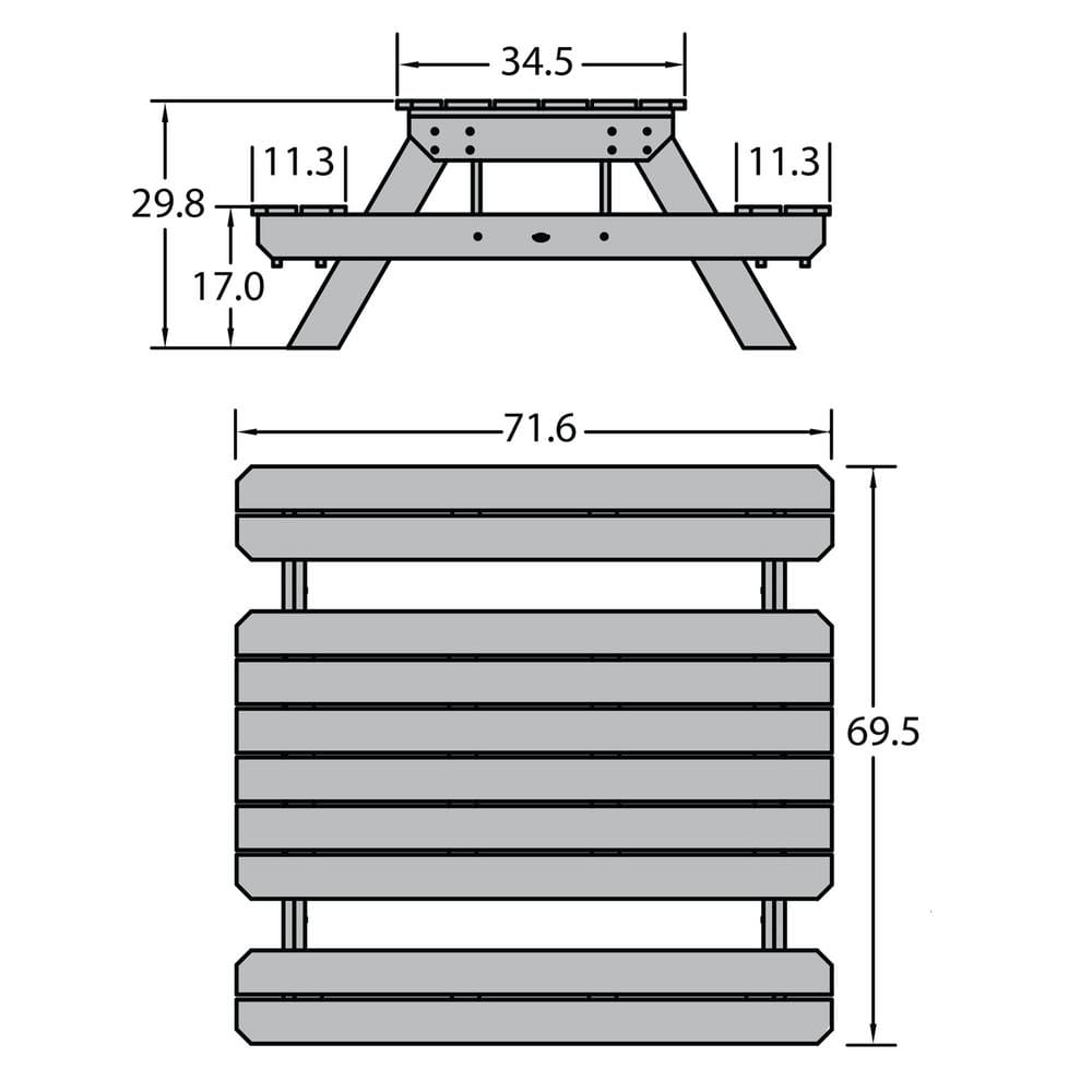 Shale and Black Eco-friendly Synthetic Wood Outdoor Picnic Table