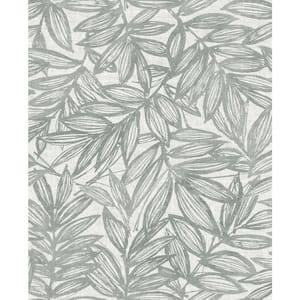 Rhythmic Grey Leaf Wallpaper Sample