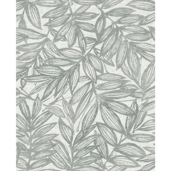 A-Street Prints Rhythmic Grey Leaf Wallpaper Sample