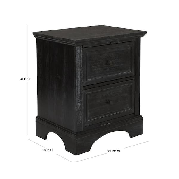 2 Drawer Rustic Black Wood Nightstand, Rustic Farmhouse Dresser And Nightstand