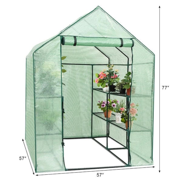 WELLFOR 57 in. W x 57 in. D x 77 in. H Outdoor Walk In Greenhouse