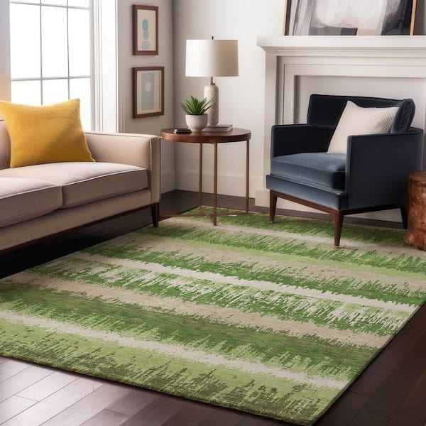 Mayfield Premium Machine Washable Abstract AMF1013 Green 10 ft. x 14 ft. Area Rug