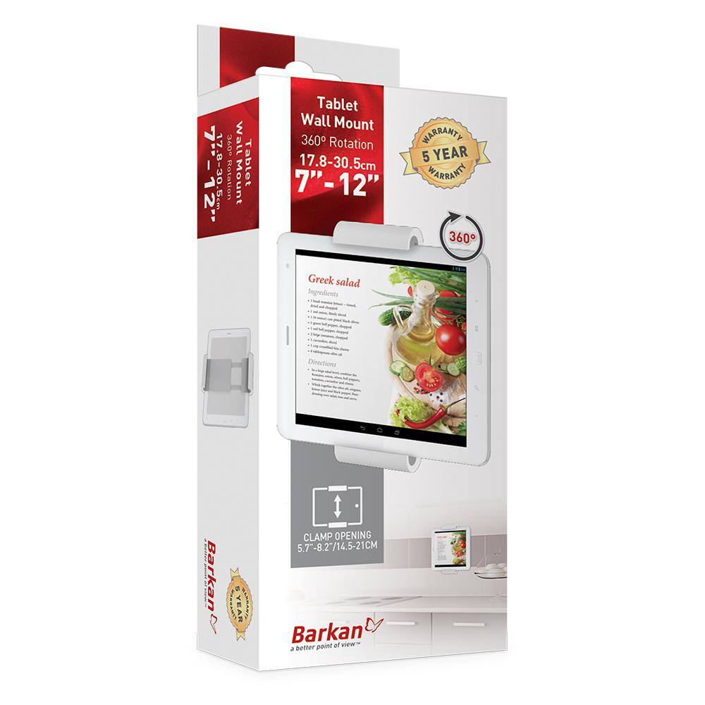 White Fixed Tablet Wall Mount with 360° Rotation