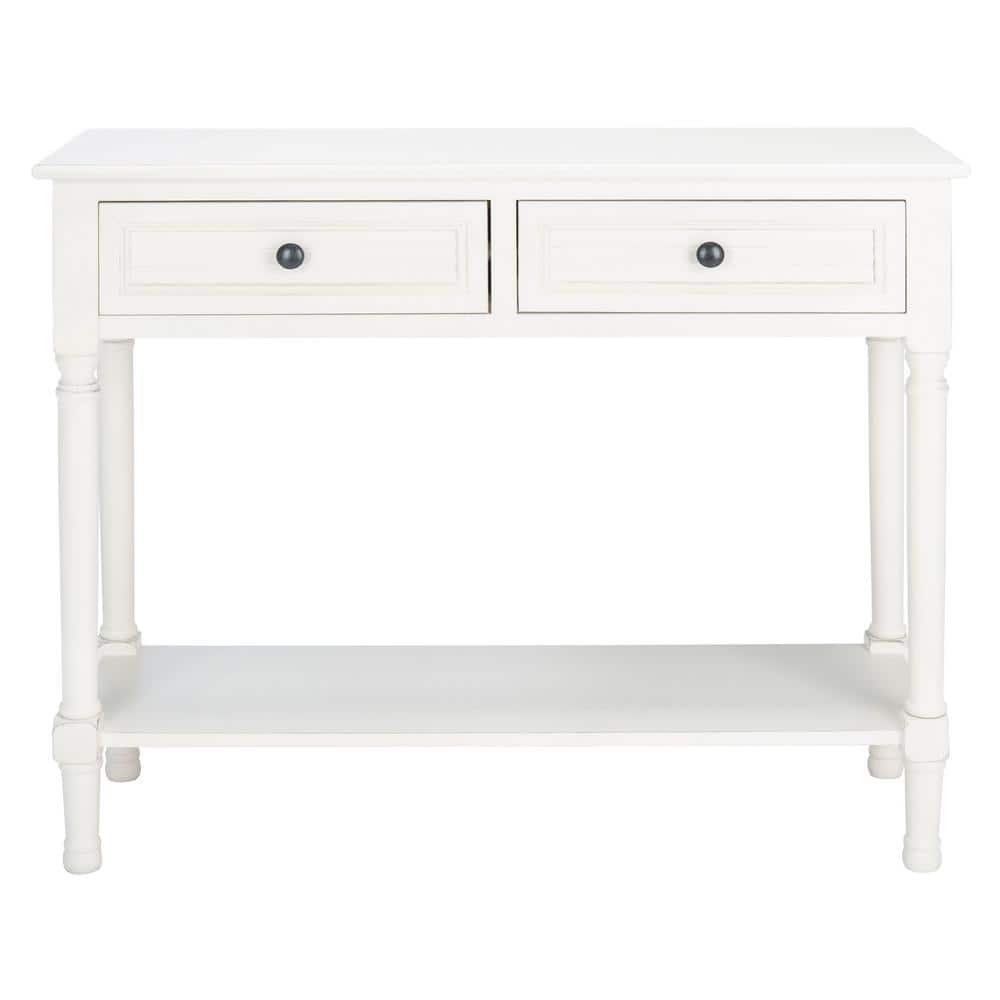 Tate Modern Farmhouse 40" White Wood & Metal Console Table with Storage