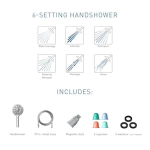 Aromatherapy 6-Spray 5.6 in. Single Handheld Shower Head with INLY Capsules and Magnetix in Spot Resist Brushed Nickel