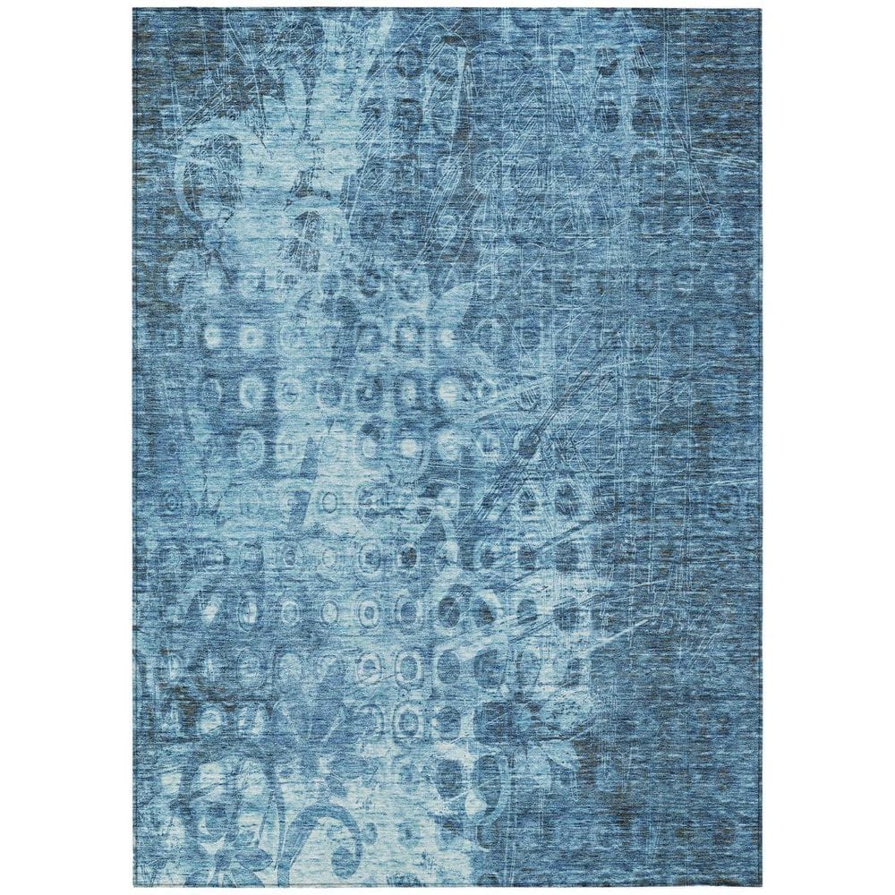 HomeRoots Blue 10 ft. x 14 ft. Woven Ikat Polyester Rectangle Indoor ...