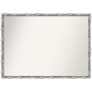 Scratched Wave Chrome 40 in. W x 29 in. H Non-Beveled Bathroom Wall Mirror in Silver