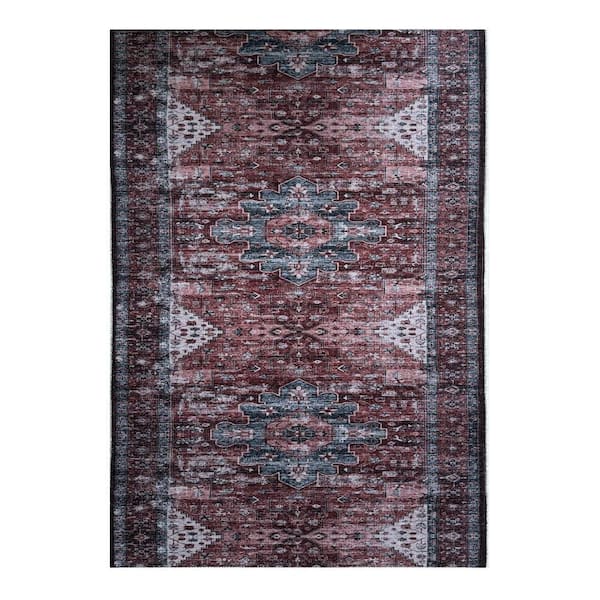 Custom Image Series Oriental Kerman Medallion Taupe-Multicolo 26 in. W x 36 in. L Stair Runner 6.5 sq. ft.