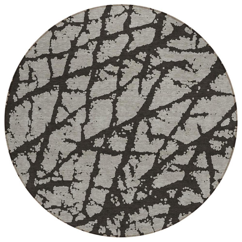 Black and White 8 ft. Round Abstract Indoor / Outdoor Area Rug price history on PriceWatchPro