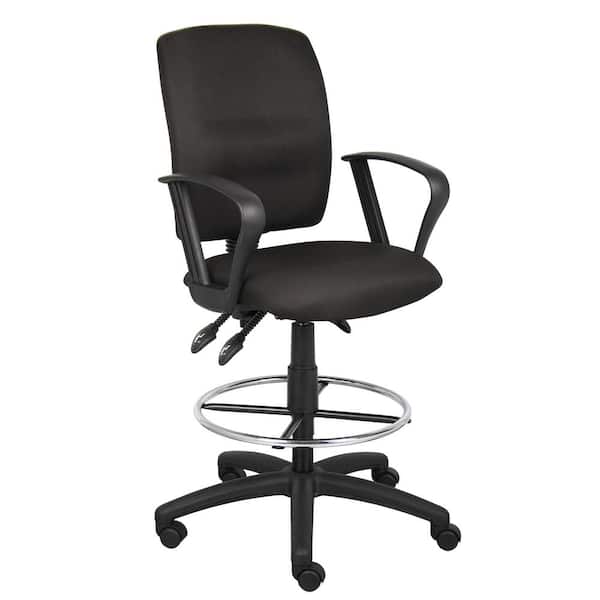 Boss Office Products Ergonomic Works Drafting Chair With Loop Arms in Black for sale online