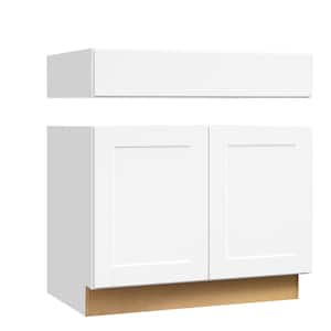 Shaker 36 in. W x 24 in. D x 34.5 in. H Assembled Accessible ADA Sink Base Kitchen Cabinet in Satin White without Shelf