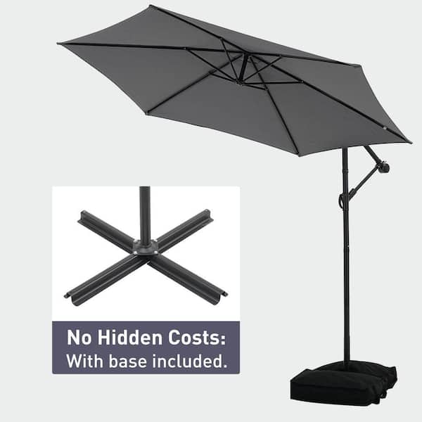 10 ft. Steel Cantilever Patio Umbrella in Gray Offset Outdoor with Base Stand Rotate and Tilt 59XBWDSGY - The Home Depot 10 ft. Steel Cantilever Patio Umbrella in Gray Offset Outdoor with Base Stand Rotate and Tilt 59XBWDSGY - The Home Depot