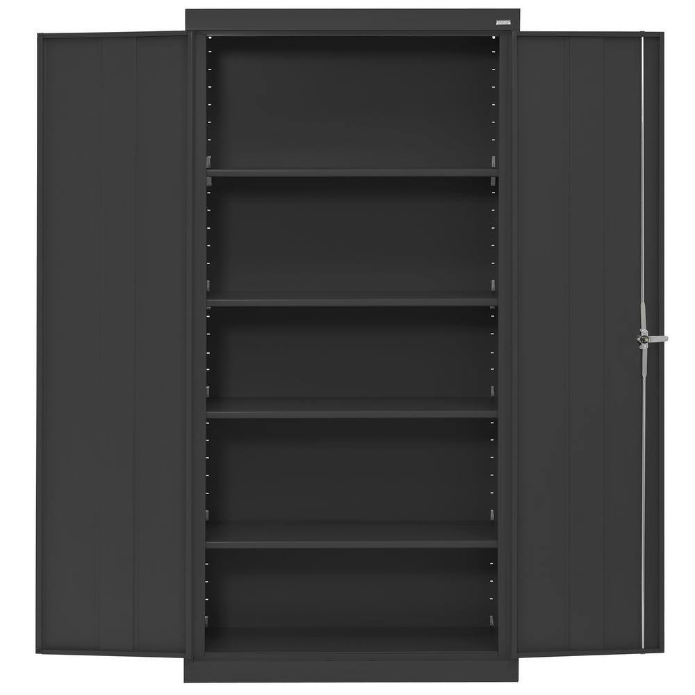 Black Freestanding Lockable Office Cabinet with Adjustable Shelving