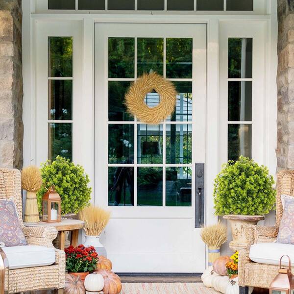 2-Pieces 24 in. Artificial Topiary Ball Outdoor Plants Decor, UV