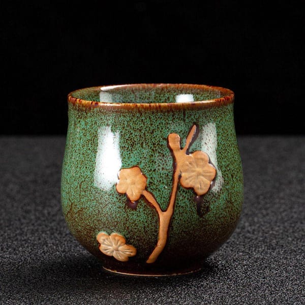 JFVKAF Japanese Tea Set Kiln-Formed Ceramic with Plum Blossom