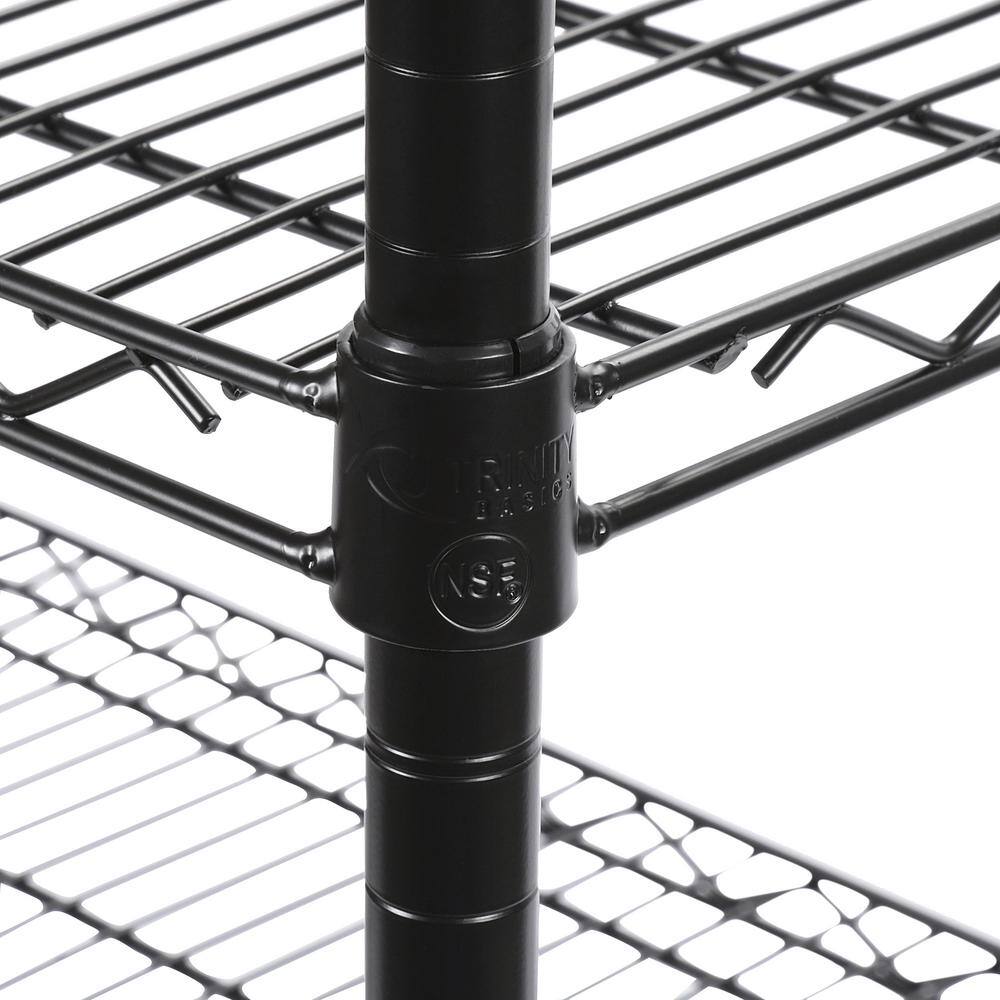 Black 6-Tier Steel Wire Shelving Unit with Wheels