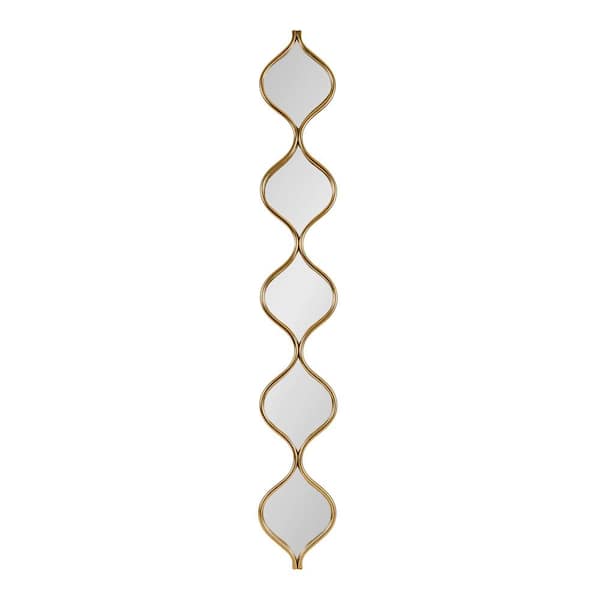 Loxi 6.12 in. W x 41.75 in. H Gold Irregular Glam Framed Decorative Wall Mirror
