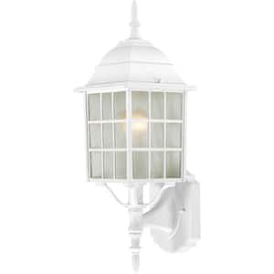 1-Light White Outdoor Wall Lantern Sconce