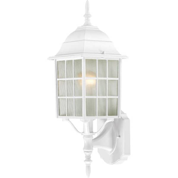 SATCO 1-Light White Outdoor Wall Lantern Sconce