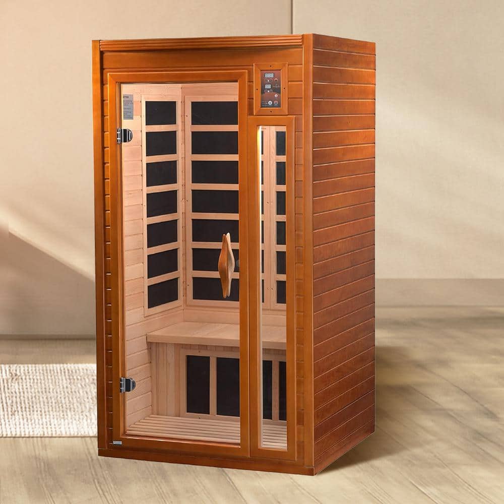 Barcelona 2-Person Hemlock Wood Infrared Sauna with Glass Door