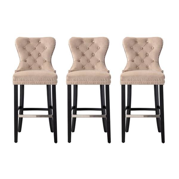 Velvet bar stools set best sale of 3