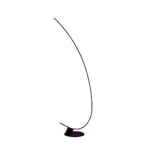 COMET1 69 in. Matte Black Full-Arched LED Floor Lamp with Remote and Party/Mood Light
