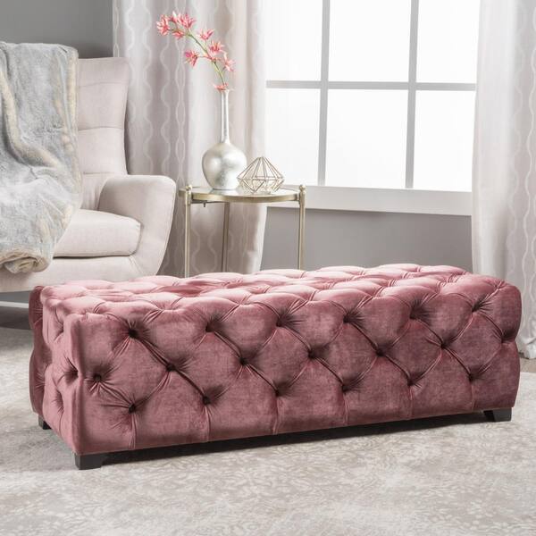 Blush crushed velvet ottoman discount
