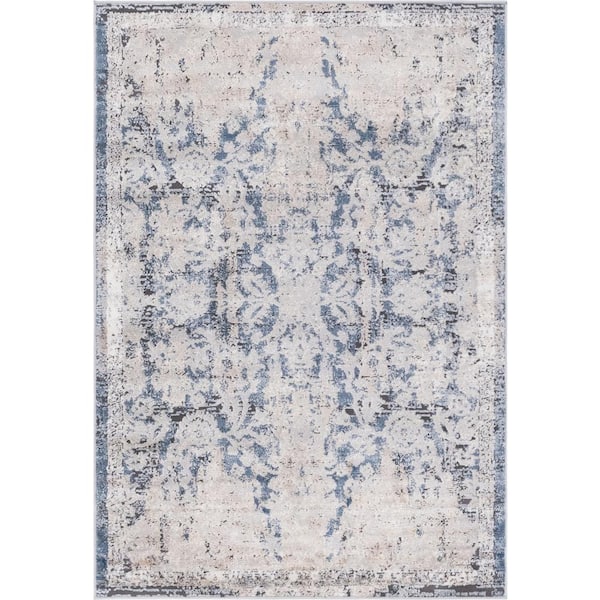 Unique Loom Portland Albany Beige/Navy Blue 4 ft. x 6 ft. Area Rug