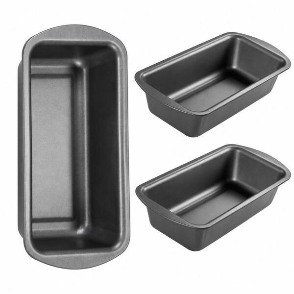 3-Pack 10.0 x 5.3 in. Loaf Pan Set, With Wide Grips Nonstick Bread Tin, 1 lb. Perfect for Homemade Baking, Gray