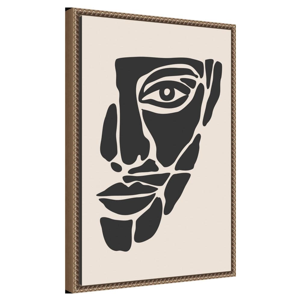 Beaded Bronze Framed Abstract Face Canvas Wall Art 16 x 23-in
