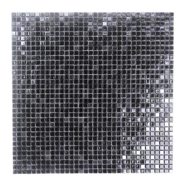 ABOLOS Galaxy Iridescent Black Square Mosaic 0.3125 in. x 0.3125 in. Glass Wall Pool Floor Tile (10 sq. ft./Case)