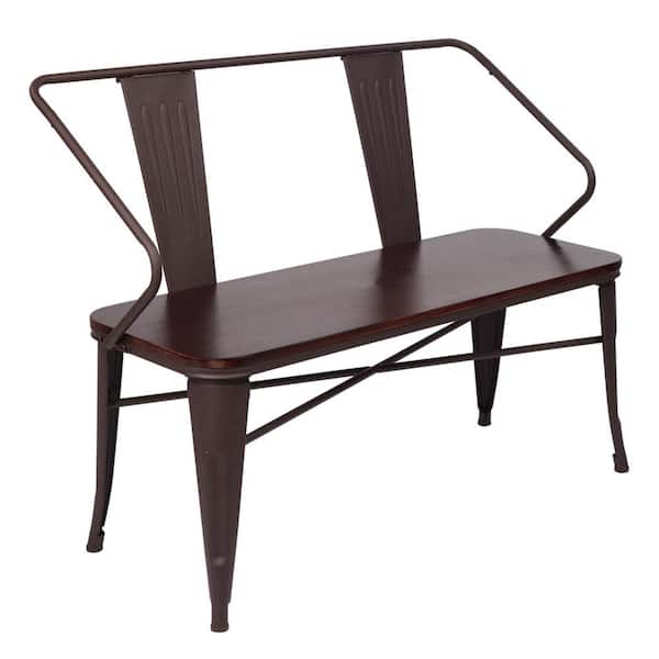 Wateday Patio 45 in. 2-Person Cherry Metal Outdoor Bench