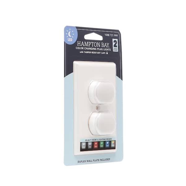 Hampton Bay 1 Gang Duplex Wall Plate with 2 Color Changing Plug