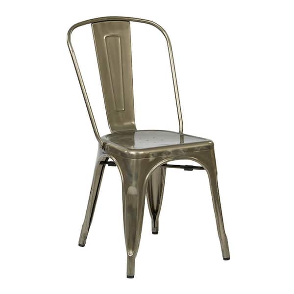 OSP Home Furnishings Bristow Antique Gunmetal Metal Side Chair (Set of 4)