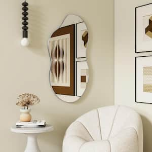 Silver 20 in. W x 32 in. H Irregular Metal Decorative Mirror