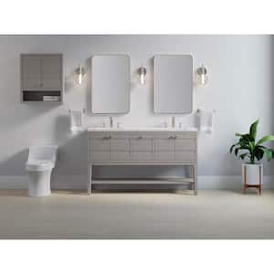 Helst 60 in. W x 18 in. D x 36 in. H Double Sink Freestanding Bath Vanity in Mohair Grey with Quartz Top