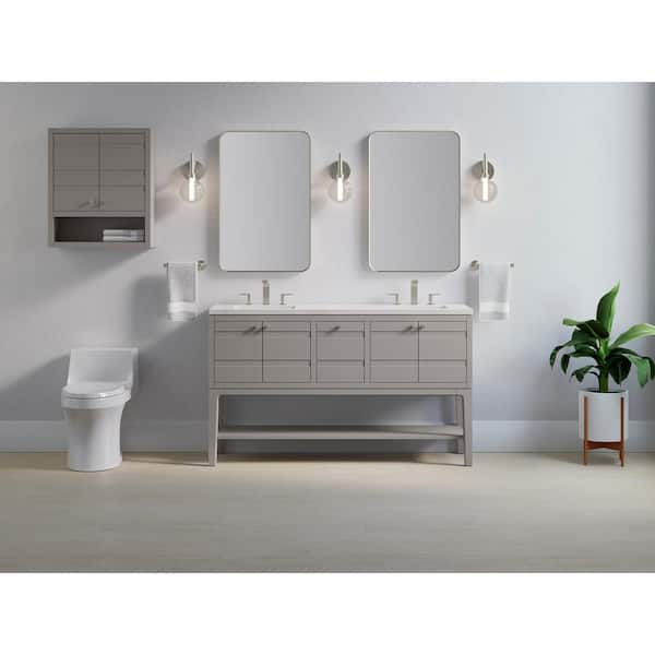 KOHLER Helst 60 in. W x 18 in. D x 36 in. H Double Sink Freestanding Bath Vanity in Mohair Grey with Quartz Top