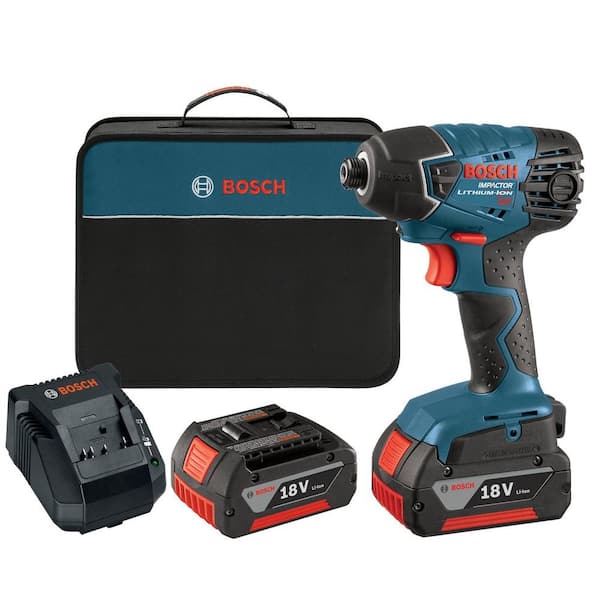 Bosch 18 Volt Lithium-Ion Cordless Electric 1/4 in. Hex Variable Speed Impact Driver Kit (2) 4.0Ah Batteries