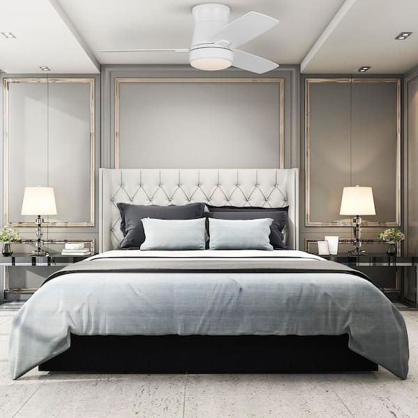 Hampton Bay Bellport 42 in. Matte White Flush Mount Standard